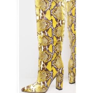 yellow snakeskin booties